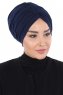 Jill - Navy Blau Baumwolle Turban - Ayse Turban