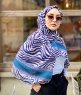 Kadifa - Navy Blau & Beige Gemustert Baumwolle Hijab - Mirach
