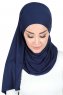 Kaisa - Navy Blau Baumwolle Praktisch Hijab