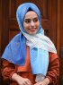 Khawla - Hellblau Gemustert Baumwolle Hijab