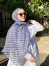 Malala - Navy Blau Gemustert Baumwolle Hijab