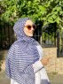 Malala - Navy Blau Gemustert Baumwolle Hijab