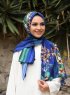 Marwa - Blau Gemustert Crepe Hijab