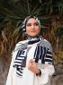 Marwa - Navy Blau Gemustert Crepe Hijab