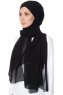 Mehtap - Schwarz Praktisch Fertig Chiffon Hijab