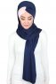 Mikaela - Navy Blau & Altrosa Baumwolle Praktisch Hijab