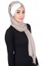 Mikaela - Taupe & Creme Baumwolle Praktisch Hijab