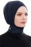 Narin - Navy Blau Praktisch Fertig Crepe Hijab