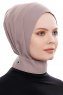 Narin - Dunkeltaupe Praktisch Fertig Crepe Hijab