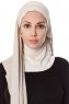 Naz - Helltaupe & Leichte Beige Praktisch Fertig Hijab - Ecardin