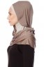 Naz - Dunkeltaupe & Helltaupe Praktisch Fertig Hijab - Ecardin