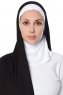 Naz - Schwarz & Weiß Praktisch Fertig Hijab - Ecardin