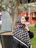 Nona - Schwarz Gemustert Baumwolle Hijab - Mirach