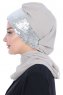 Olga - Taupe & Silber Praktisch Hijab