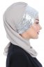 Olga - Taupe & Silber Praktisch Hijab