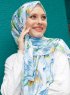 Pariza - Blau Blatt Gemustertes Hijab