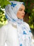 Parwin - Blau Gemustertes Hijab - Sal Evi