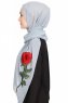 Sevda Grå Blommig Chiffon Hijab Sehr-i Sal 400107c