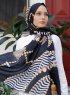 Yumna - Dunkel Navy Blau Gemustertes Hijab