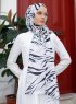 Yumna - Schwarz Gemustertes Hijab