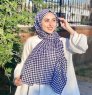 Soheila - Navy Blau & Weiß Gemustert Baumwolle Hijab