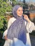 Soheila - Navy Blau & Weiß Gemustert Baumwolle Hijab