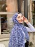 Suha - Navy Blau & Weiß Leopard Gemustert Baumwolle Hijab