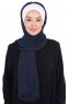 Vera - Creme & Navy Blau Praktisch Chiffon Hijab