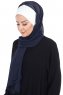 Vera - Creme & Navy Blau Praktisch Chiffon Hijab