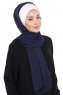Vera - Creme & Navy Blau Praktisch Chiffon Hijab