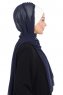 Vera - Creme & Navy Blau Praktisch Chiffon Hijab