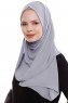 Yara - Dunkelgrau Praktisch Fertig Crepe Hijab