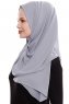 Yara - Dunkelgrau Praktisch Fertig Crepe Hijab