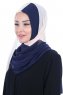 Ylva - Beige & Navy Blau Praktisch Chiffon Hijab