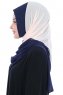 Ylva - Beige & Navy Blau Praktisch Chiffon Hijab