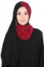 Ylva - Bordeaux & Schwarz Praktisch Chiffon Hijab