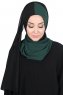 Ylva - Dunkelgrün & Schwarz Praktisch Chiffon Hijab