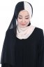Ylva - Schwarz & Beige Praktisch Chiffon Hijab