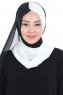 Ylva - Weiß & Schwarz Praktisch Chiffon Hijab