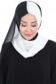 Ylva - Weiß & Schwarz Praktisch Chiffon Hijab