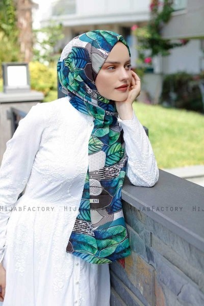 Kader - Grün Gemustertes Hijab - Sal Evi