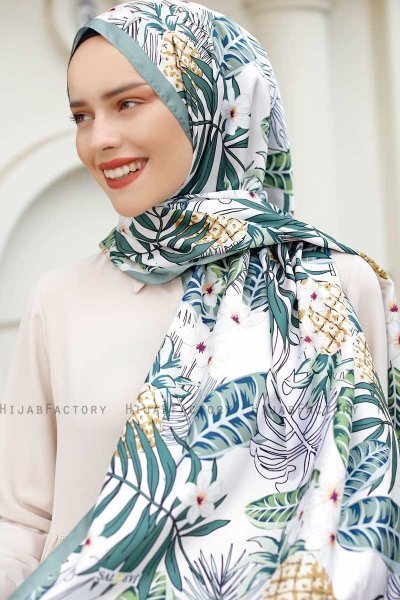 Ananas Gemusterter Twill Hijab - Sal Evi