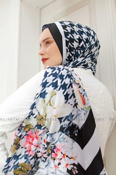 Kristall Gemusterter Twill Hijab - Sal Evi