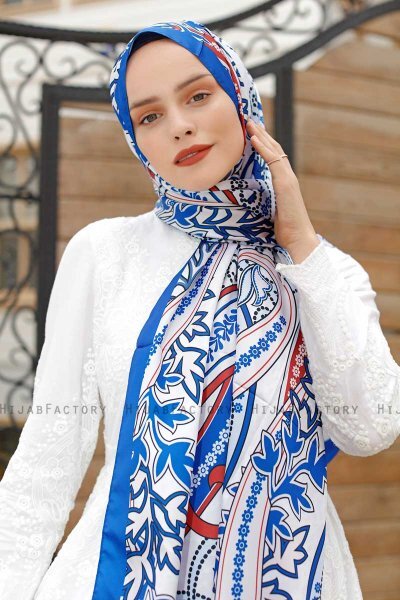 Ziegelrot Gemusterter Twill Hijab - Sal Evi