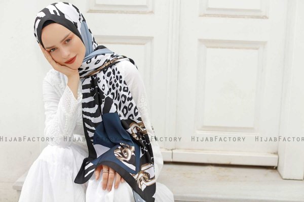 Kette Gemusterter Twill Hijab - Sal Evi