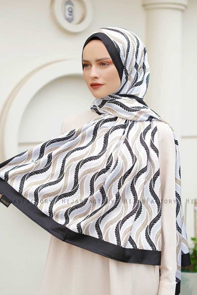 Wellen Gemusterter Twill Hijab - Sal Evi