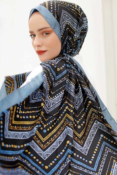 Ethnic Gemusterter Twill Hijab - Sal Evi