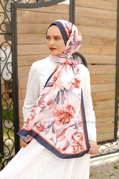 Honeysuckle Gemusterter Twill Hijab - Sal Evi