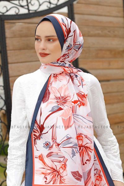Honeysuckle Gemusterter Twill Hijab - Sal Evi