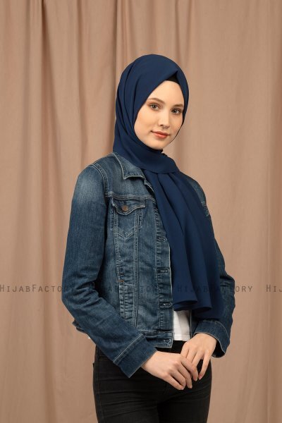 Yildiz - Navy Blau Crepe Chiffon Hijab